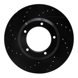 Land Rover Defender 90 Brake Rotor (1) - Front Left - R1 Concepts - Drilled & Slotted - Black - `90-`16